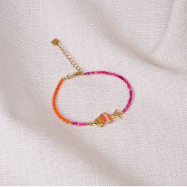 MAKO bracelet ajustable poisson orange et rose - Olivolga Bijoux