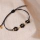 FLORES bracelet 3 fleurs macramé (noir) - Olivolga Bijoux