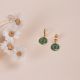 HAPPY FACE green mini hoop earrings - Olivolga Bijoux