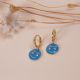 HAPPY FACE blue mini hoop earrings - Olivolga Bijoux