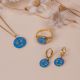 HAPPY FACE boucles d'oreilles mini créoles bleues - Olivolga Bijoux