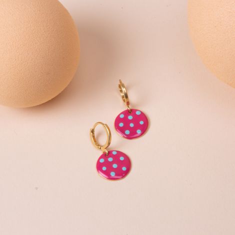 POLKA mini hoop earrings with pink polka dots