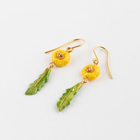 pendant earrings dandelion & leaf - Poésie