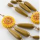 Yellow dandelion pendant earrings with green drops - Poésie - Nach