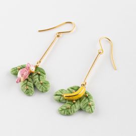 Banana tree leaves long earrings - Nach