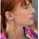 pendant earrings pink cockatoo with orange beads - Nach