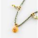 Yellow dandelion and budgerigars with hematite beads necklace - Nach