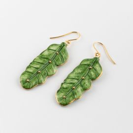 Banana tree leaf earring - long - Nach
