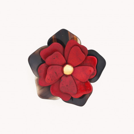 Red petals brooch "Flora"