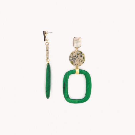 Post earrings with green ring "Calvi"