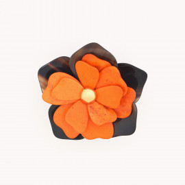 Orange petals brooch "Flora" - Nature Bijoux