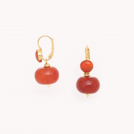 Agate fire french hook earrings "Pebbles" - Nature Bijoux