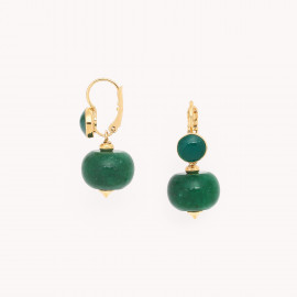 Boucles d'oreilles dormeuses jade vertes "Pebbles" - Nature Bijoux