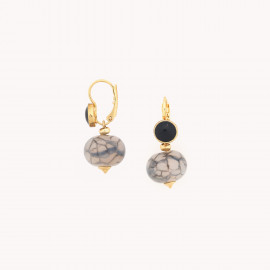 Agate web grey french hook earrings "Pebbles" - Nature Bijoux