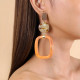 Boucles d'oreilles poussoir terrazzo anneau orange "Calvi" - Nature Bijoux