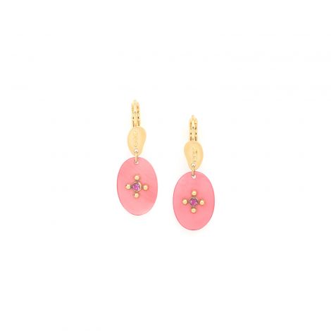 EVA Frenck hooks with oval dangle - pink "Les Inseparables"