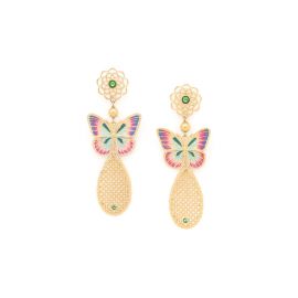 MARIPOSA Butterfly post earrings - green "Les Radieuses" - Franck Herval