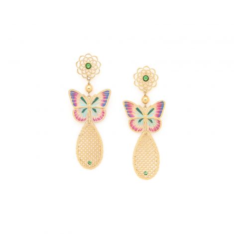MARIPOSA Butterfly post earrings - green "Les Radieuses"