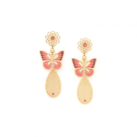 MARIPOSA Boucles d'oreilles poussoir papillon - rose "Les Radieuses"