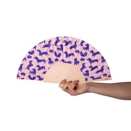 Pink and blue dog hand fan - Fisura