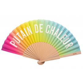 Rainbow "PUTAIN DE CHALEUR" hand fan - Fisura