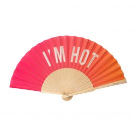 Pink and orange "I'M HOT" hand fan - Fisura