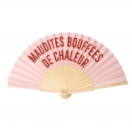 Pink "MAUDITES BOUFFÉES DE CHALEUR" hand fan - Fisura