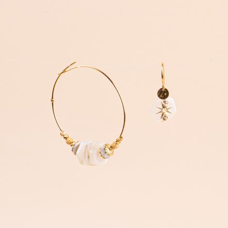 Baroque moonstone “ROXIE” asymmetrical hoop earrings
