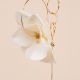 White silk hydrangea asymmetrical hoop earrings - Rosekafé
