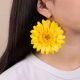 Asymmetrical yellow gerbera hoop earrings - Rosekafé