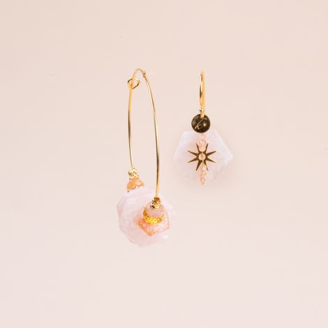 Asymmetrical “ROXIE” baroque beryl hoop earrings