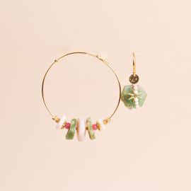 Asymmetrical "ROXIE" baroque pink opal hoop earrings - Rosekafé