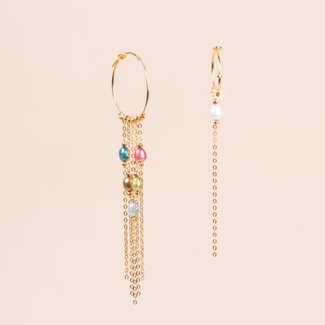 “GRACE” multi-chain hoop earrings