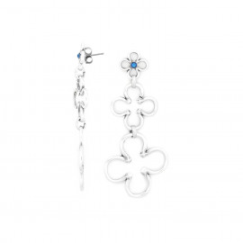 3 clovers post earrings with strass top (silvered) "Clover" - Ori Tao