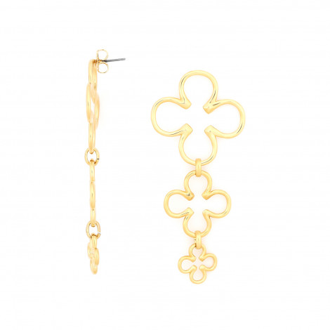 3 clovers post earrings (golden) "Clover"