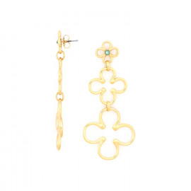 3 clovers post earrings with strass top (golden) "Clover" - Ori Tao