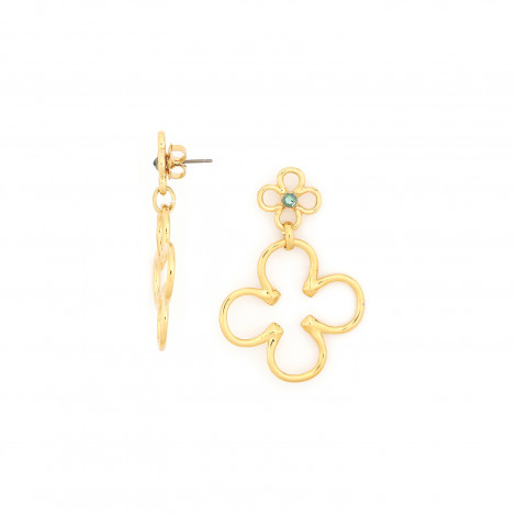 2 clovers post earrings (golden) "Clover"