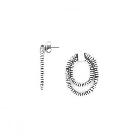 Boucles d'oreilles poussoir 2 anneaux (argenté) "Biwa" - Ori Tao