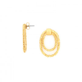 Boucles d'oreilles poussoir 2 anneaux (doré) "Biwa" - Ori Tao