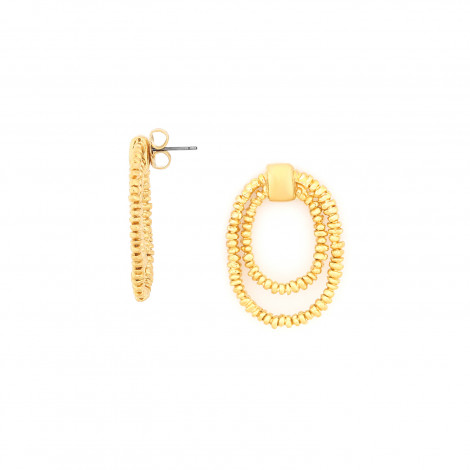 Boucles d'oreilles poussoir 2 anneaux (doré) "Biwa"