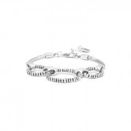 Bracelet ajustable 3 anneaux (argenté) "Biwa" - Ori Tao