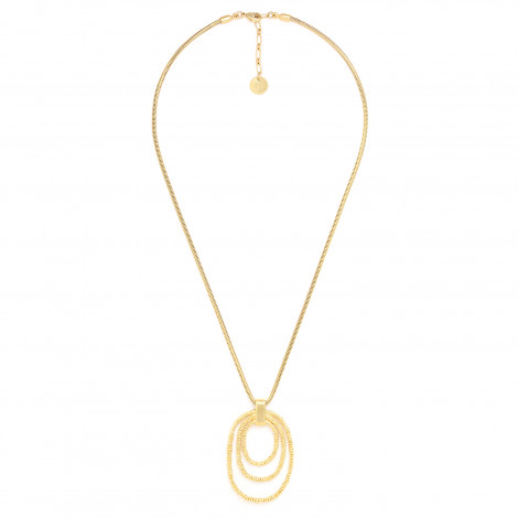 Collier long pendentif oval (doré) "Biwa"
