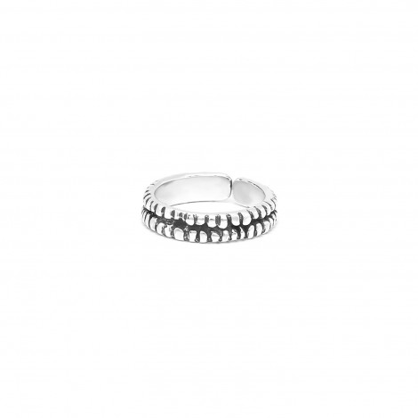 Thin adjustable ring (silvered) "Biwa"