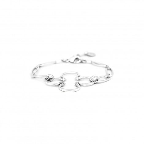 Lucky bracelet with oval chain (silvered) "Clover"