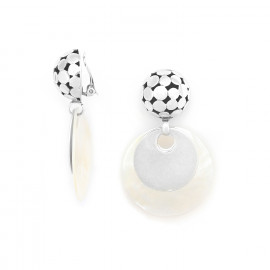Clip earrings white MOP (silvered) "Disco" - Ori Tao