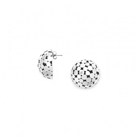 Half ball post earrings (silvered) "Disco"