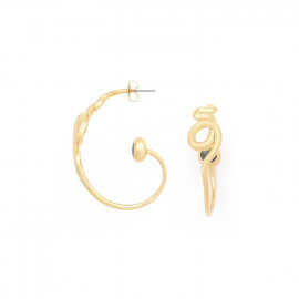 Snake creole earrings with black lip (golden) "Venin" - Ori Tao