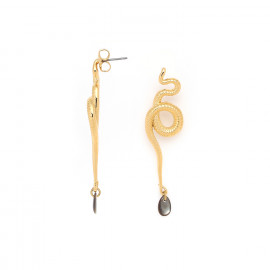 Boucles d'oreilles poussoir serpent (doré) "Venin" - Ori Tao