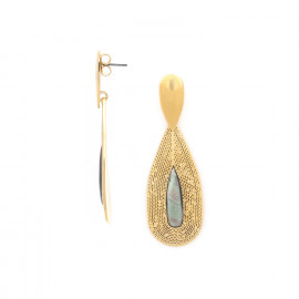 Post earrings with drop top (golden) "Miyako" - Ori Tao