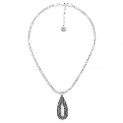 Necklace with white MOP drop (silvered) "Miyako"